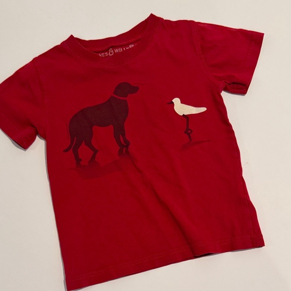 Red Bird and Dog Wes & Willy Graphic Tee 2 Toddler 100% Cotton Jersey - Picture 1 of 8